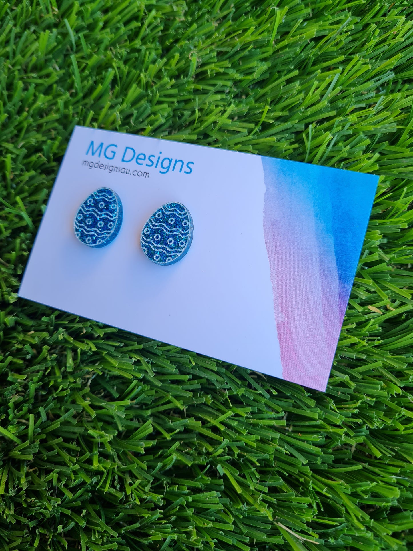 Easter Egg Glitter Stud Blue
