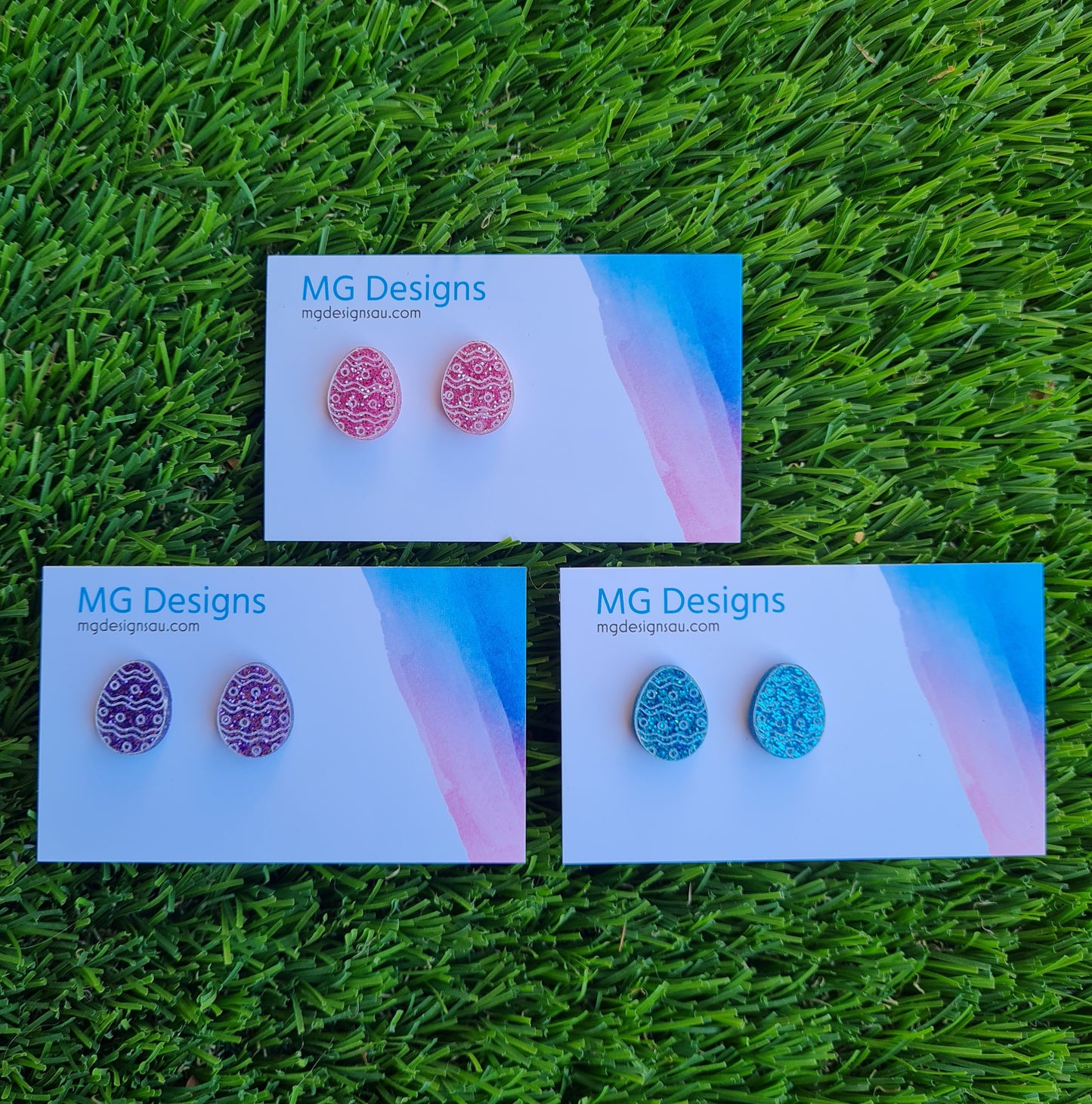 Easter Egg Glitter Stud Blue