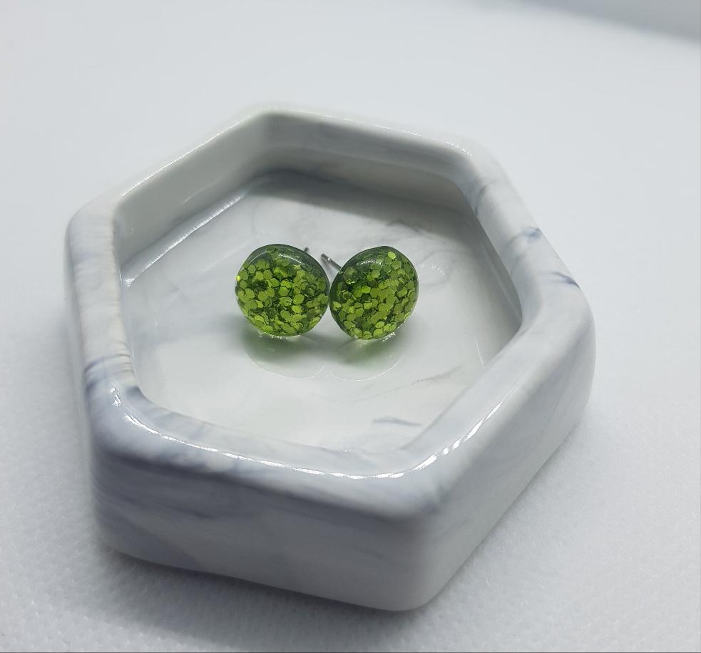 GREEN GLITZY GLITTER STUD