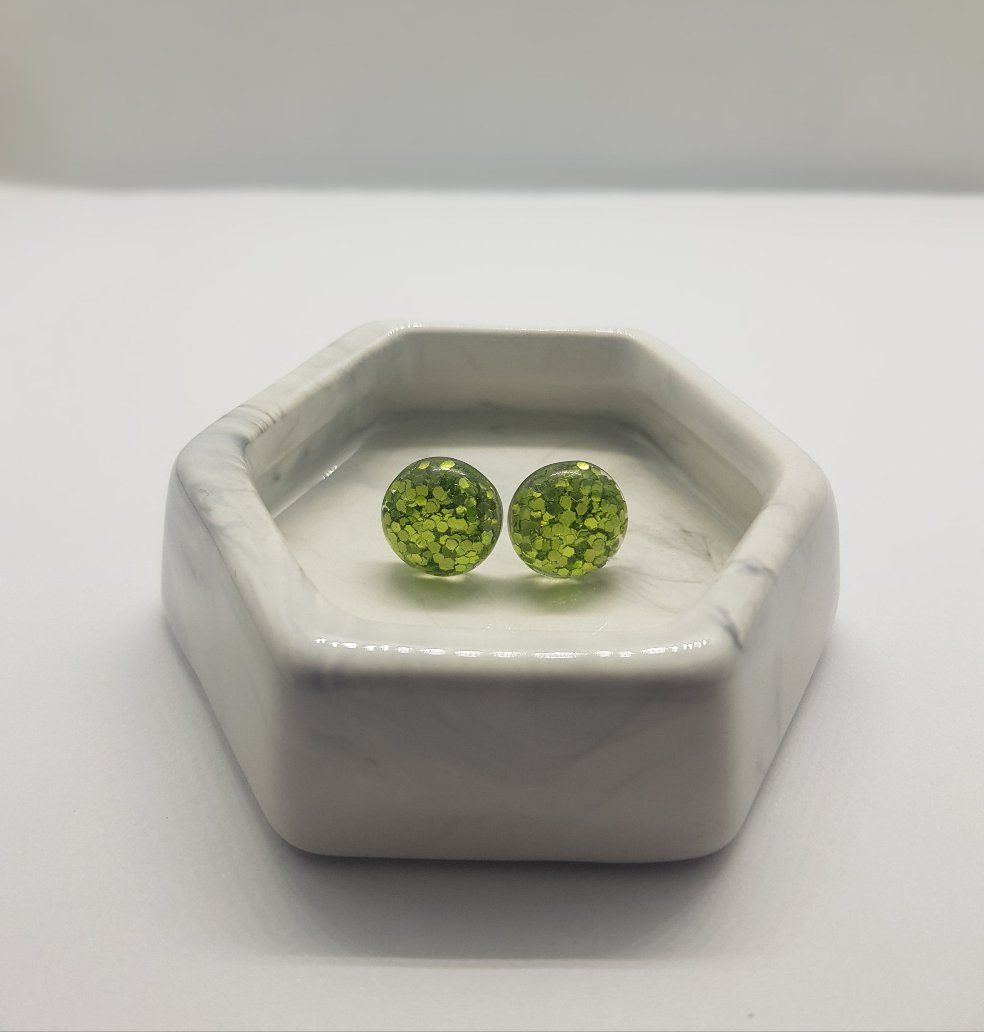 GREEN GLITZY GLITTER STUD