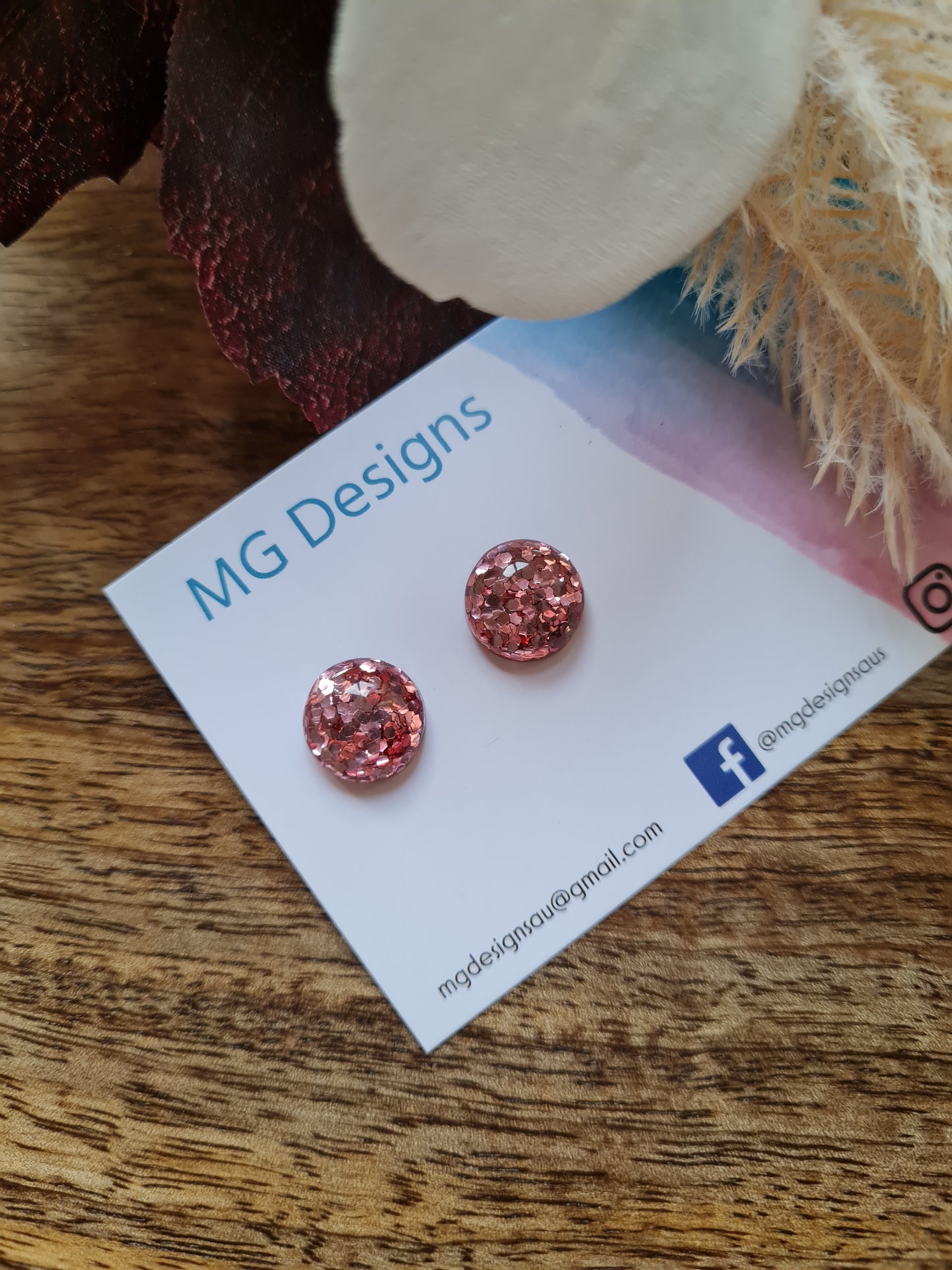 PINK GLITZY GLITTER STUD