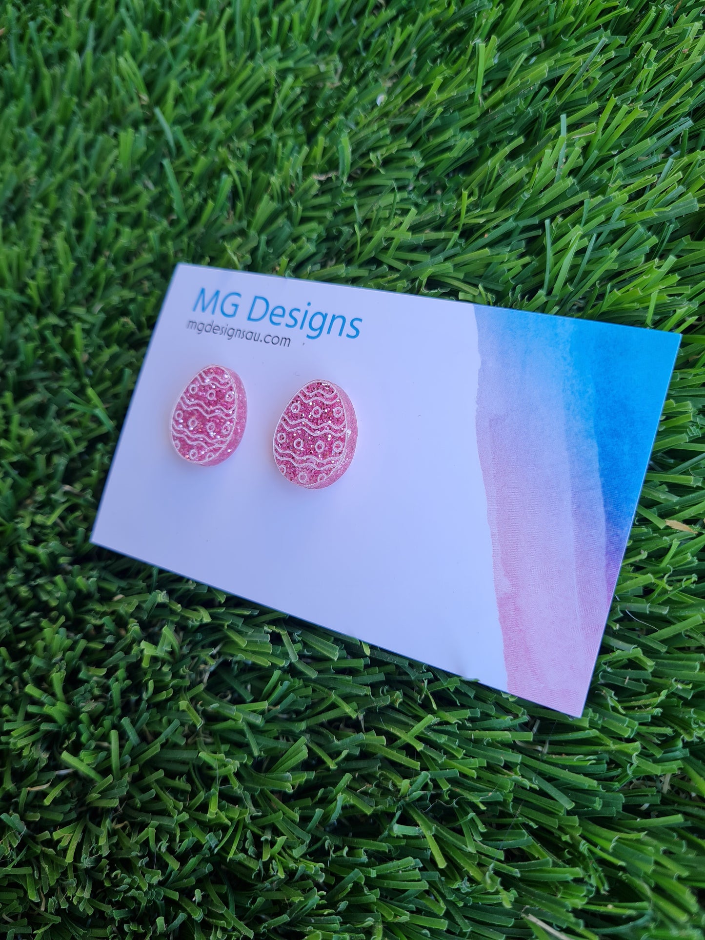 Easter Egg Glitter Stud Pink