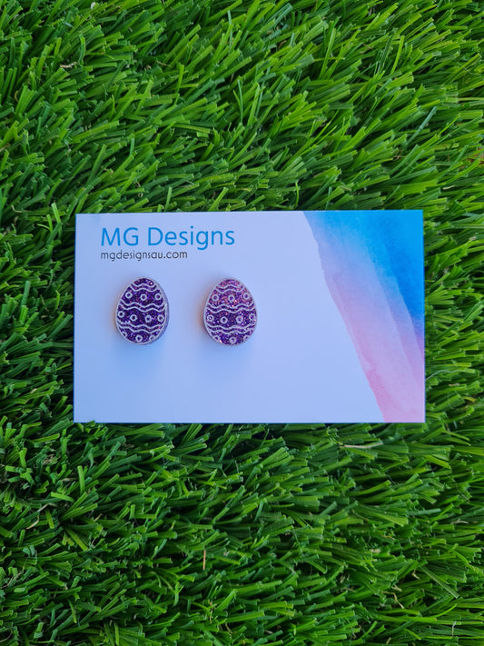 Easter Egg Glitter Stud Purple