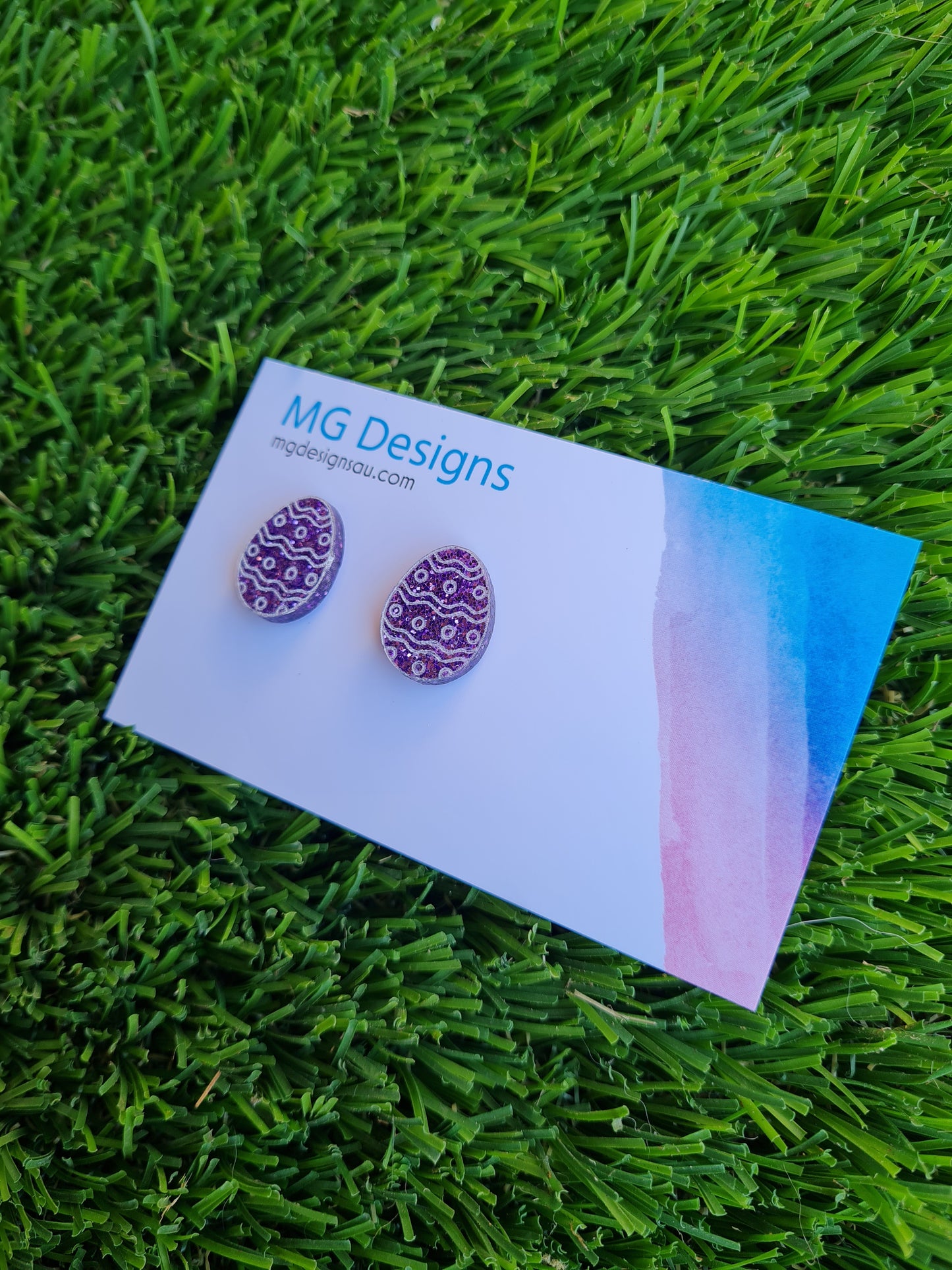 Easter Egg Glitter Stud Purple