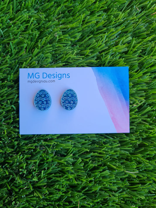 Easter Egg Glitter Stud Blue