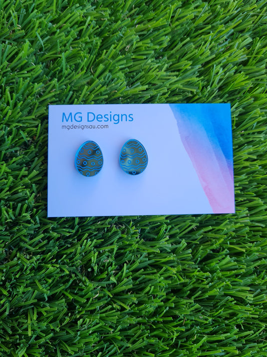 Easter Egg Mirror Stud Blue