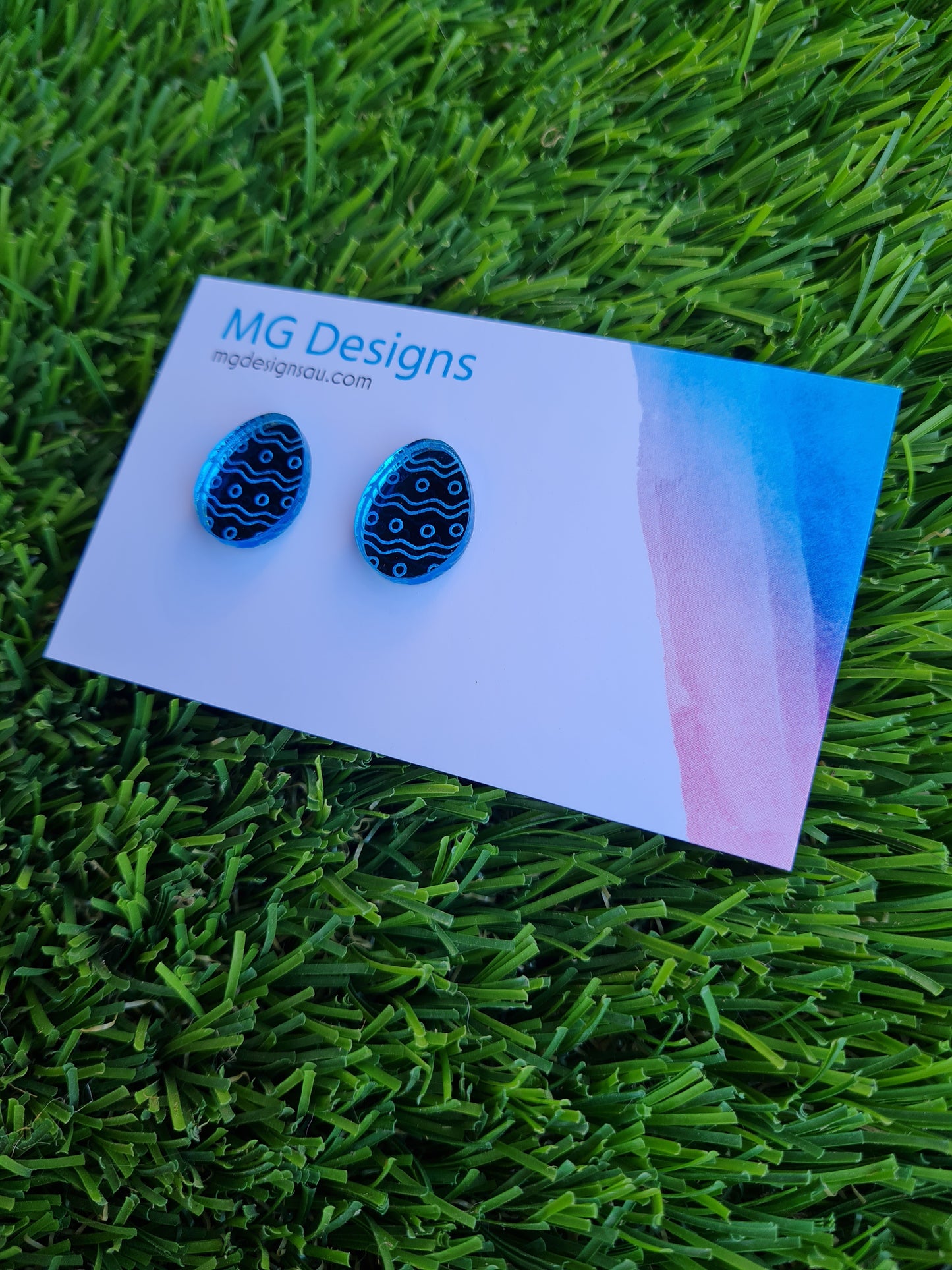 Easter Egg Mirror Stud Blue