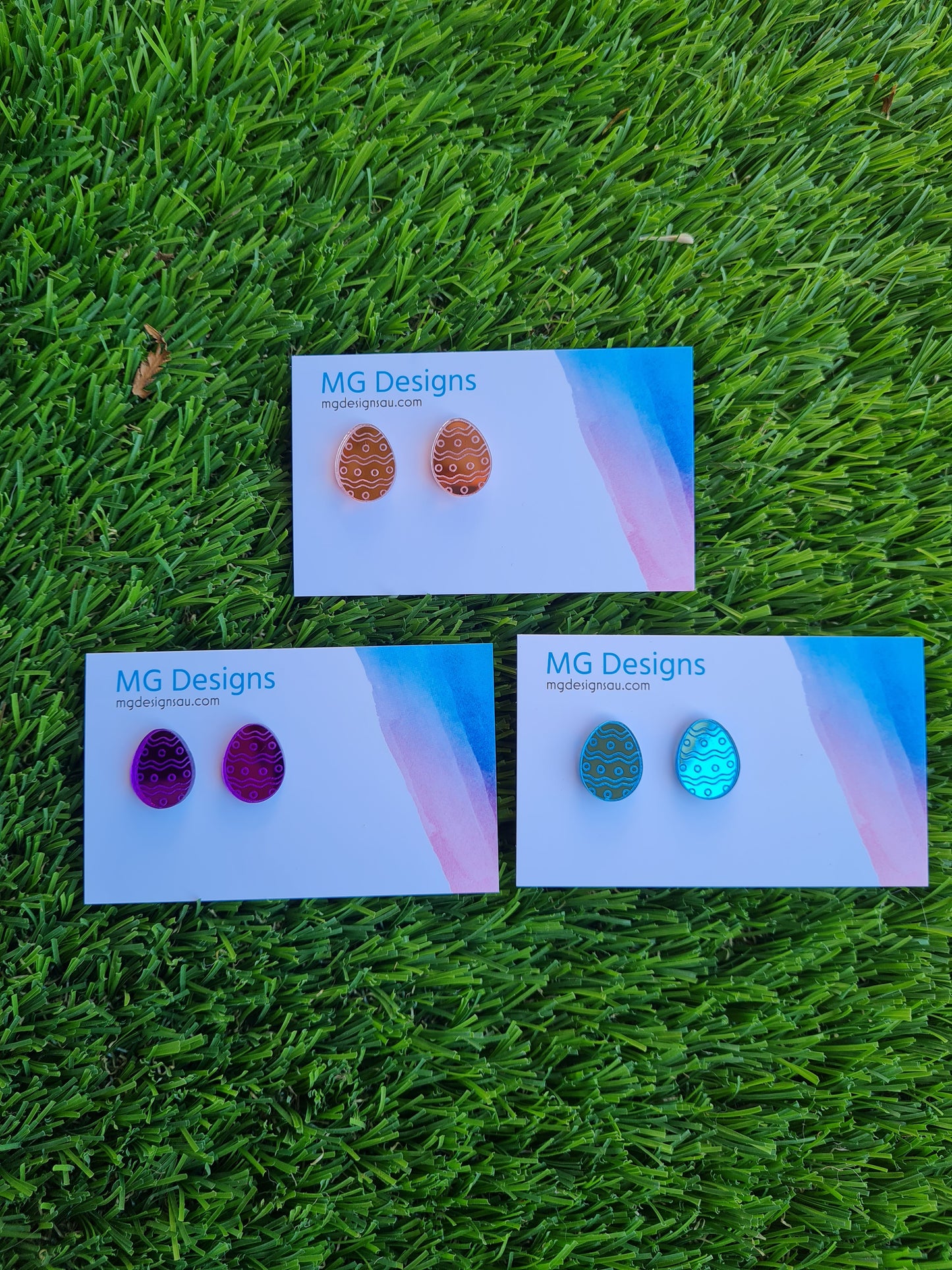 Easter Egg Mirror Stud Blue