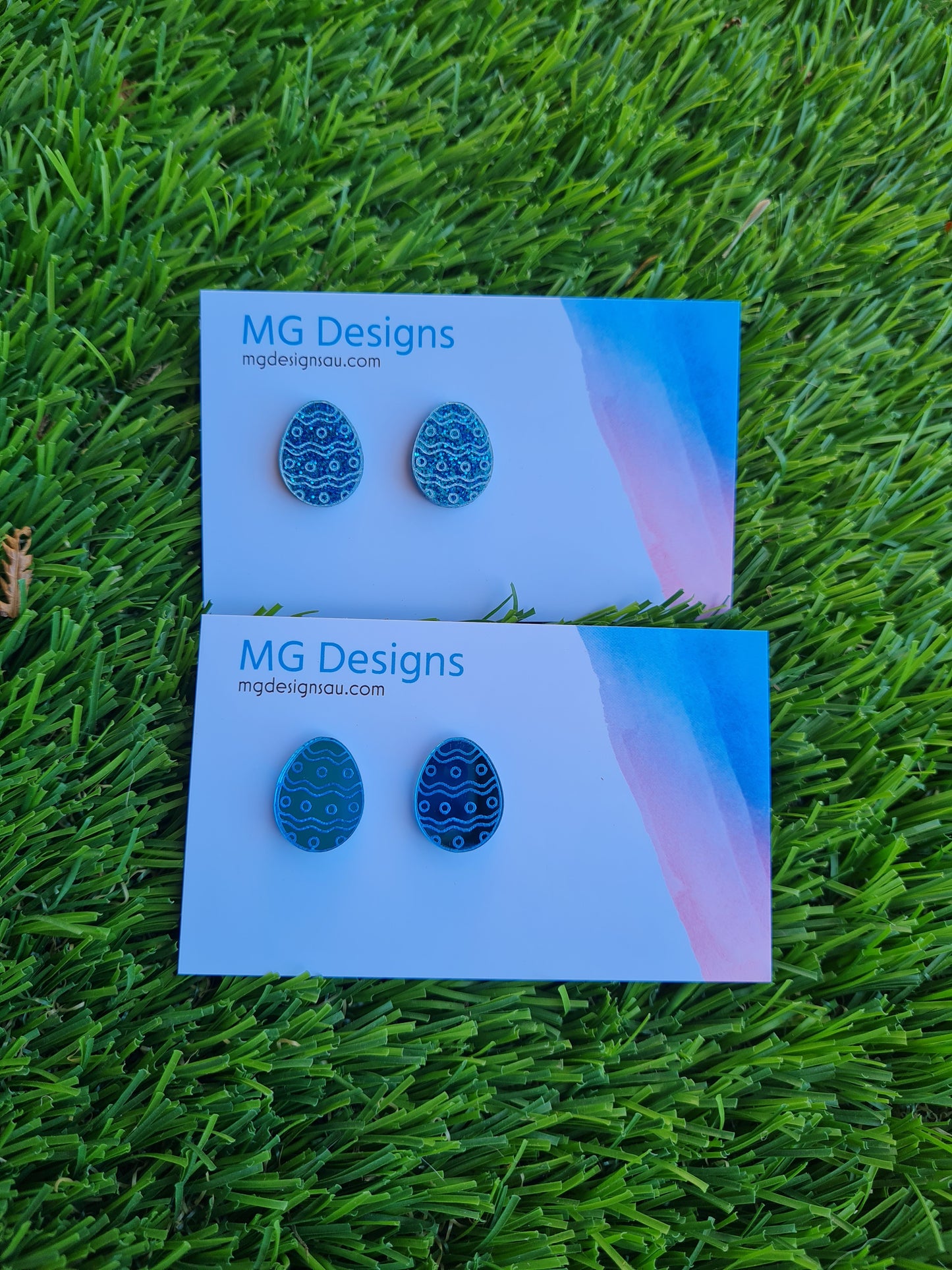 Easter Egg Mirror Stud Blue