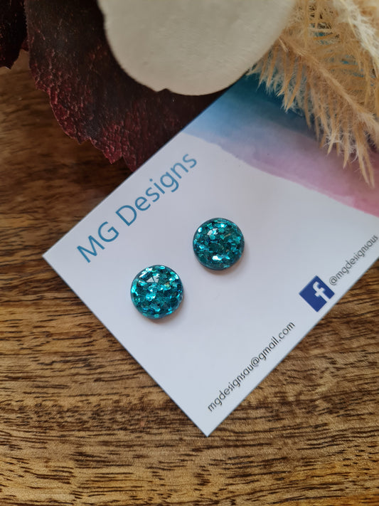 BLUE GLITZY GLITTER STUD