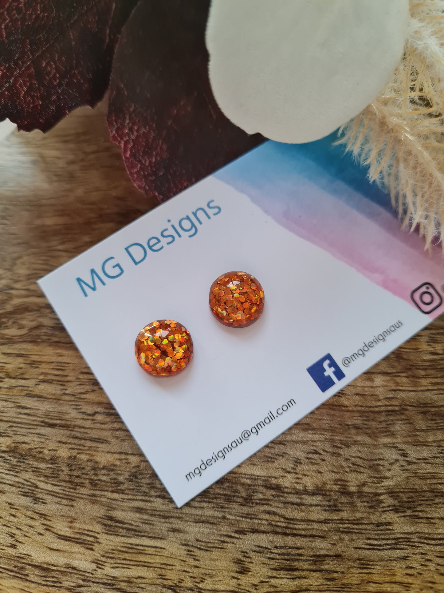 ORANGE GLITZY GLITTER STUD