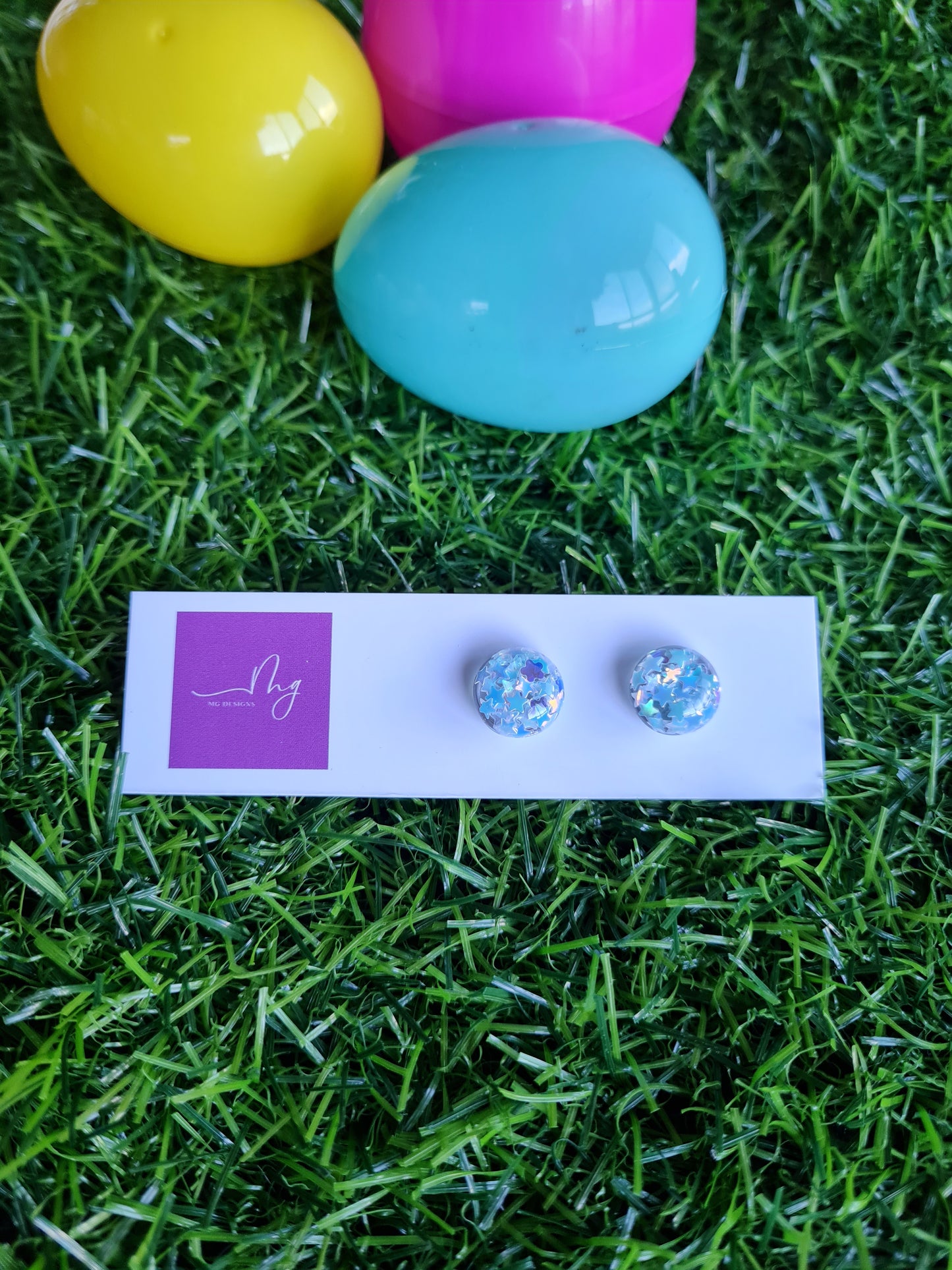 EASTER GLITTER STUD BLUE