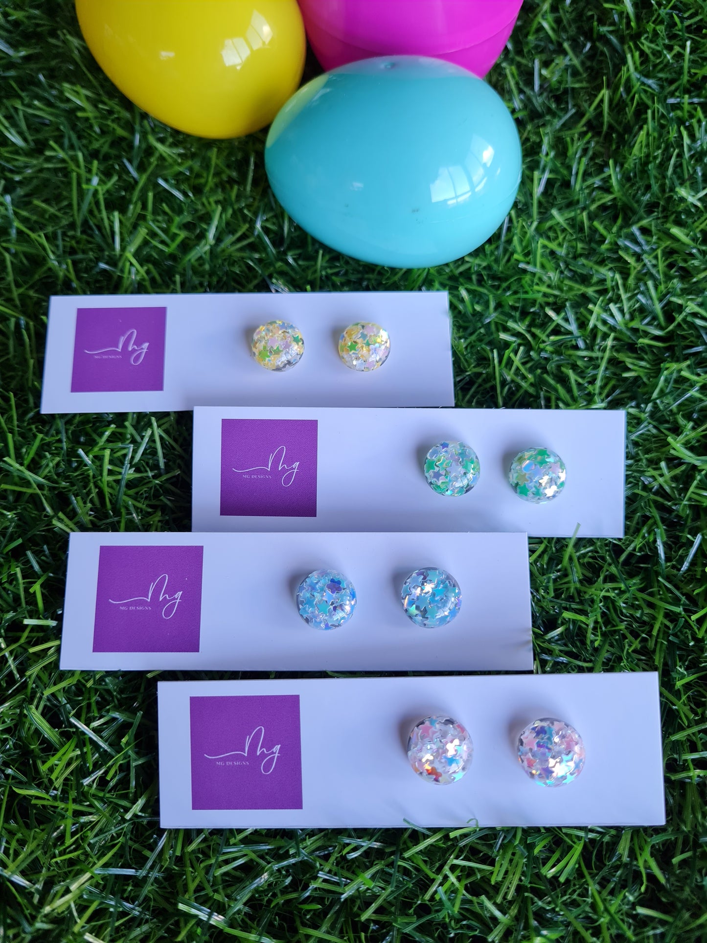 EASTER GLITTER STUD BLUE