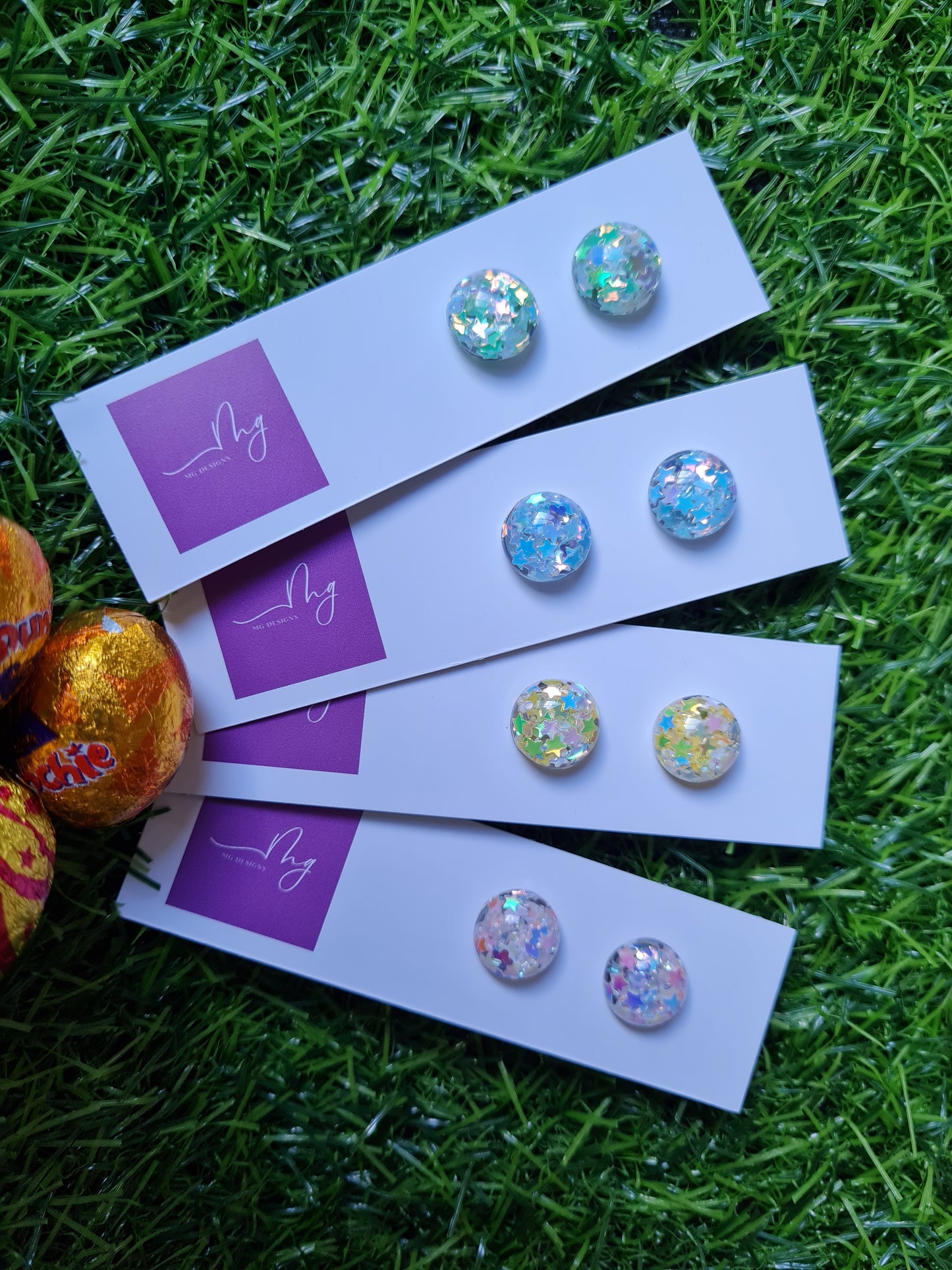 EASTER GLITTER STUD BLUE